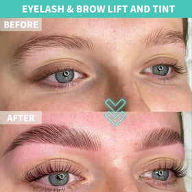 Phaedra lash lift in use on model, showing curled lashes and natural effect