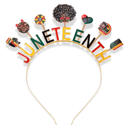 PHALIN front view gold enamel headband showing bold impactful styling