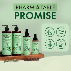 PHARM TO TABLE on a bathroom shelf lifestyle shot conveying daily routine convenience
