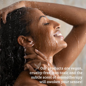 Pharmacopia argan oil droplet detail highlighting nourishing skin conditioning