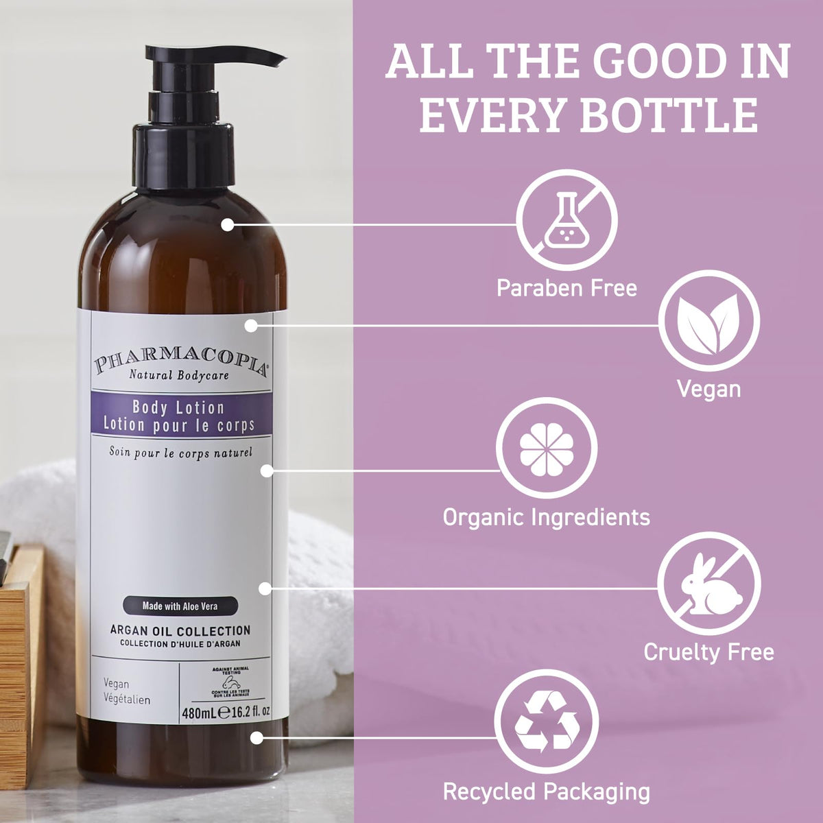 Pharmacopia creamy lotion texture close-up demonstrating fast absorption