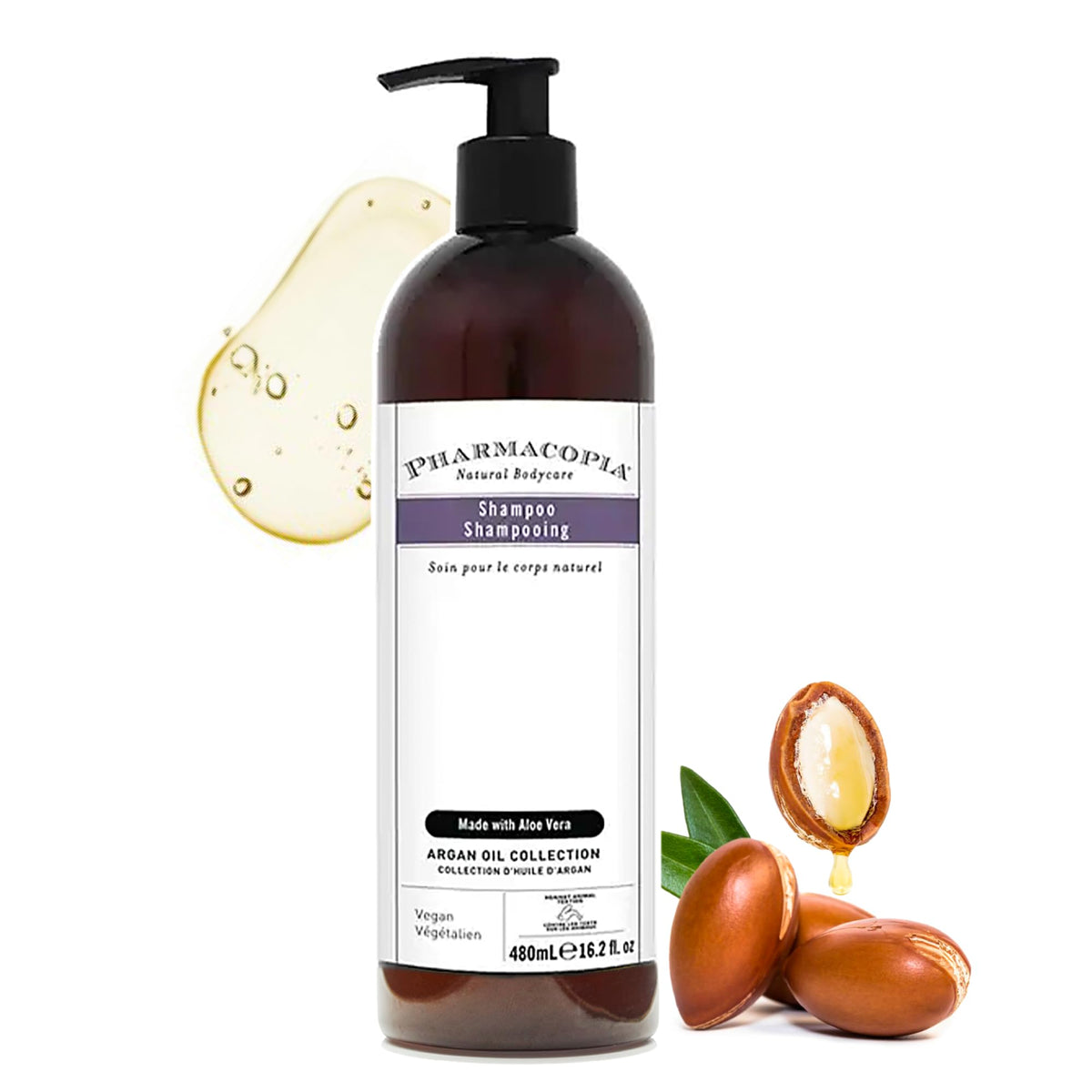 Pharmacopia front packaging showing 16.2 oz bottle and hotel collection benefits
