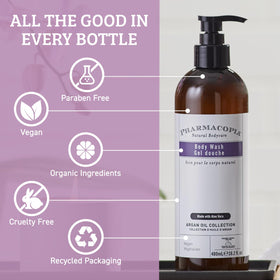 Pharmacopia creamy lather texture illustrating gentle cleansing and soft skin
