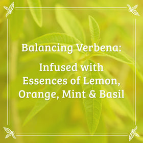 Pharmacopia verbena applied to hand illustrating immediate skin softening benefit