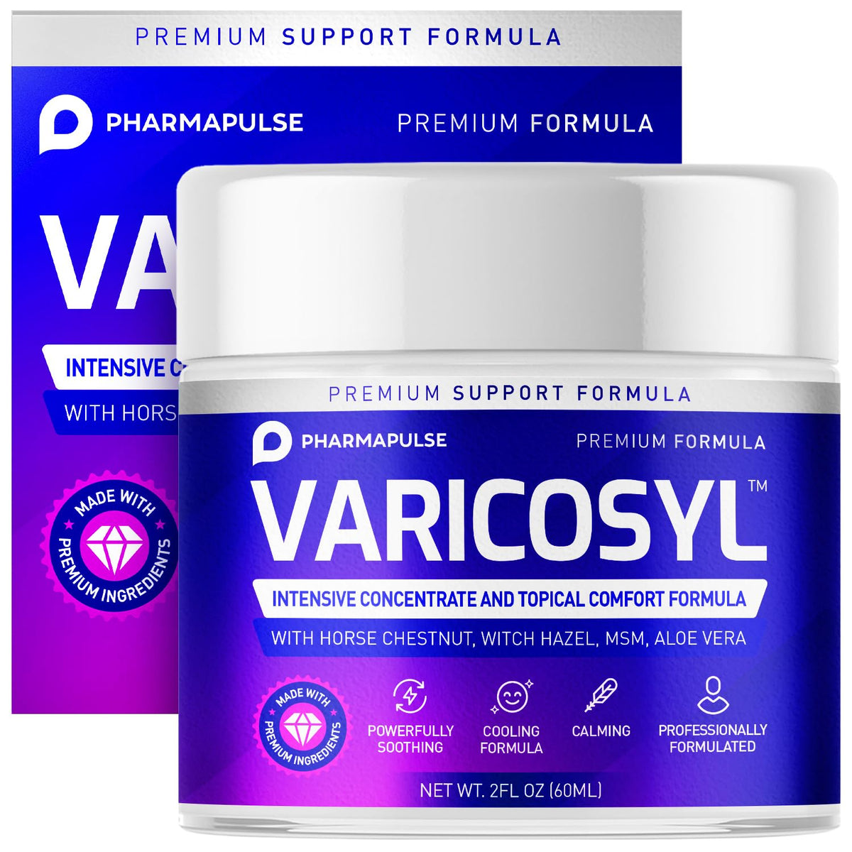 Pharmapulse Varicosyl cream texture close-up highlighting smooth, non-greasy finish