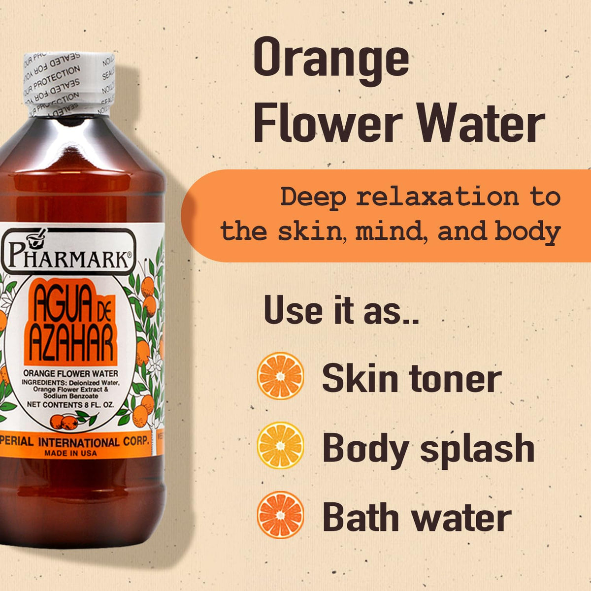Pharmark label detail highlighting natural ingredients and alcohol-free benefit
