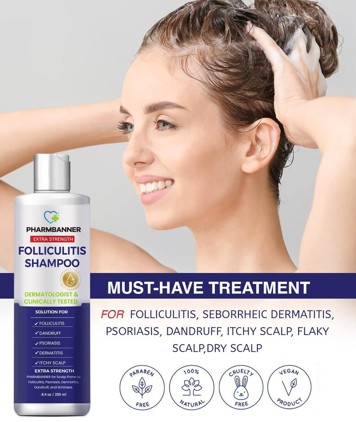 PHARMBANNER bottle on bathroom shelf conveying daily routine benefit