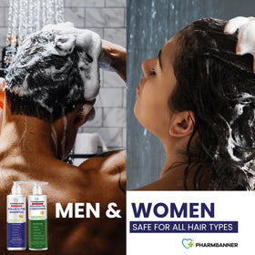PHARMBANNER conditioner with argan oil drop illustrating nourishing shine