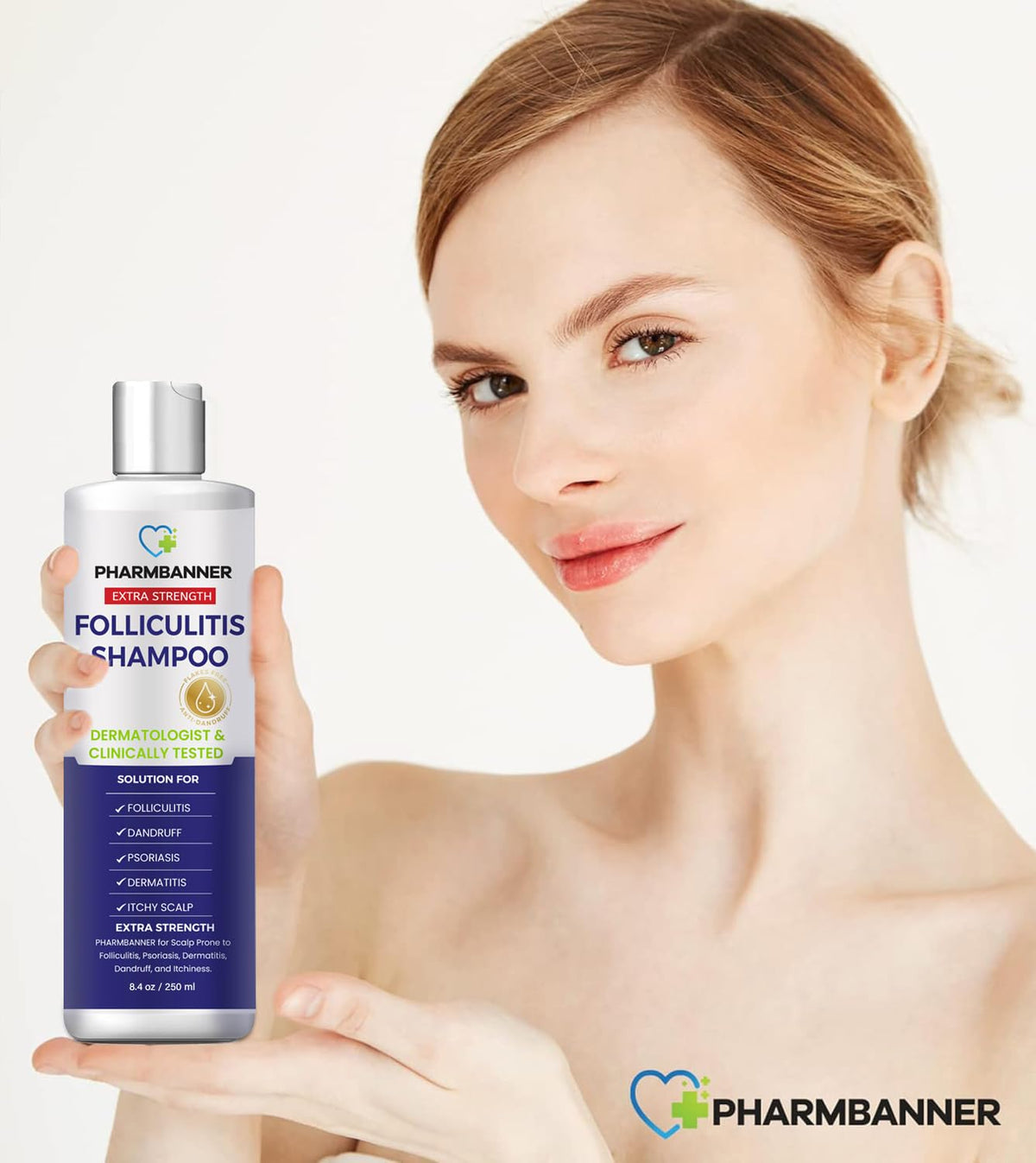 PHARMBANNER hair after use showing smoother scalp and manageability