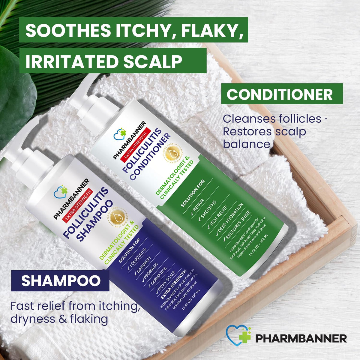 PHARMBANNER shampoo lather texture demonstrating gentle cleansing action
