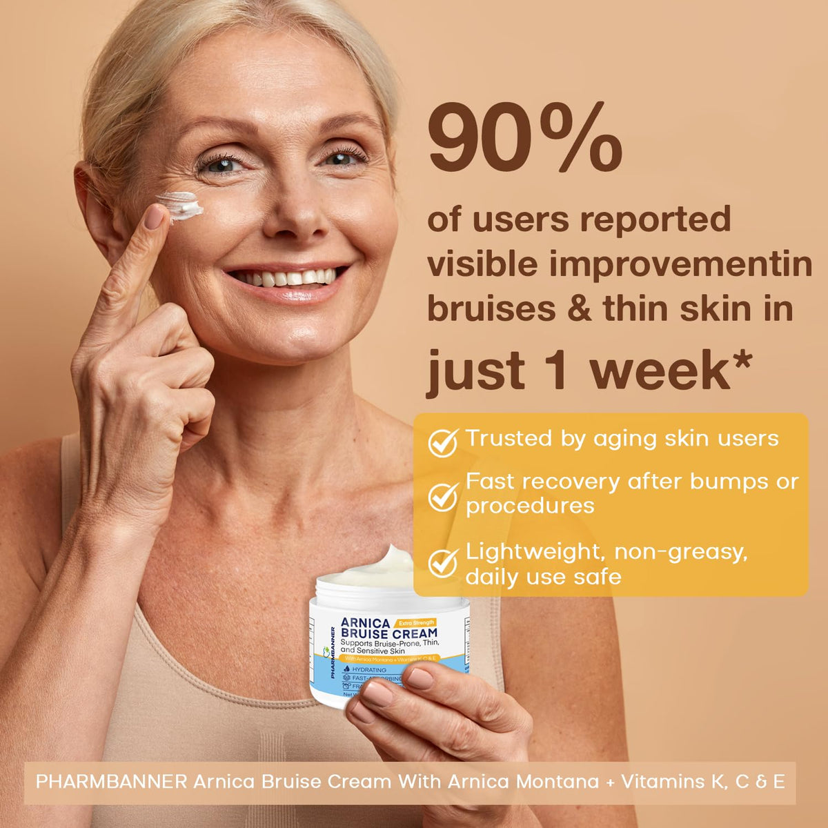 PHARMBANNER applying cream to forearm demonstrates targeted soothing benefit