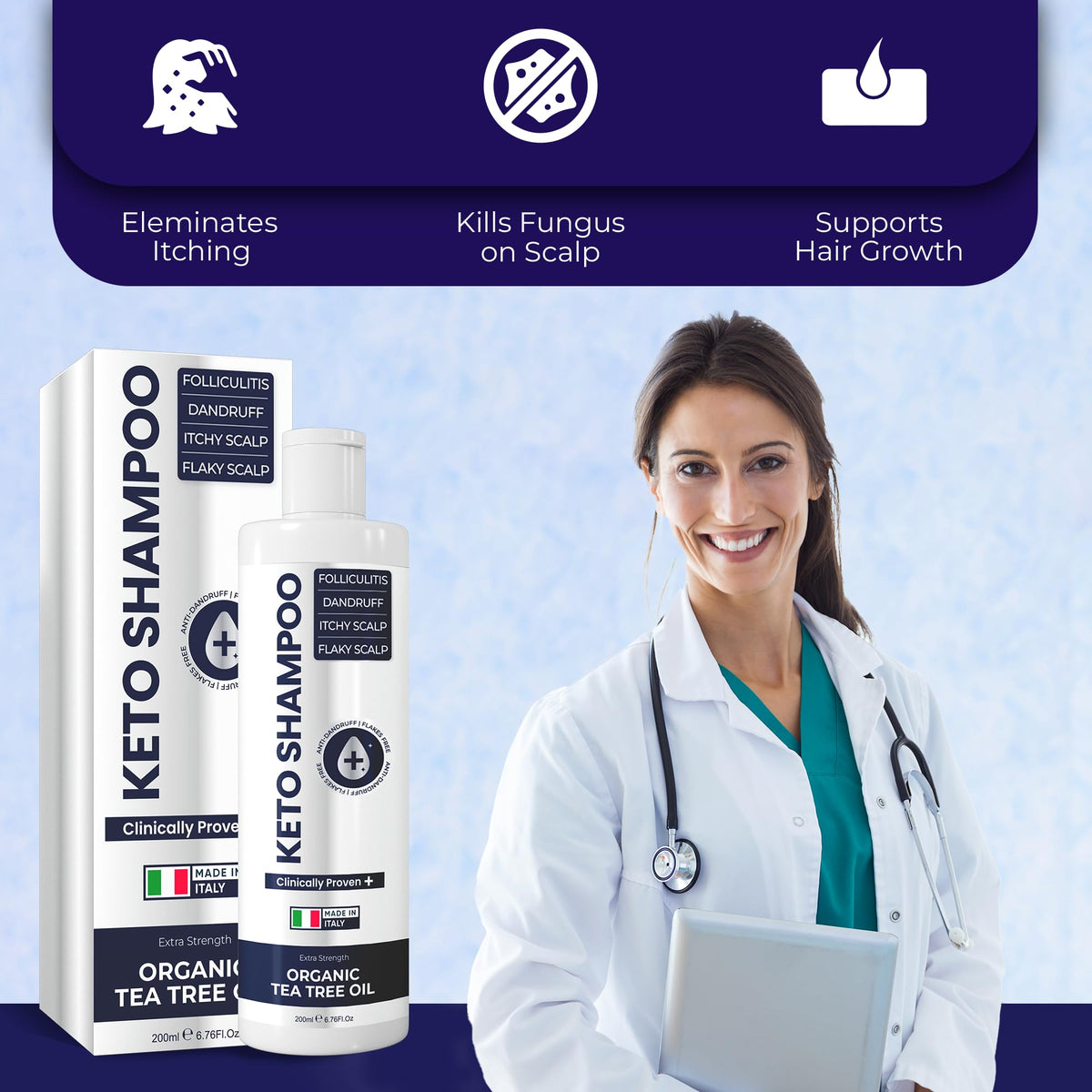 Pharmlitalia bottle in hand showing 200ml size for longer use