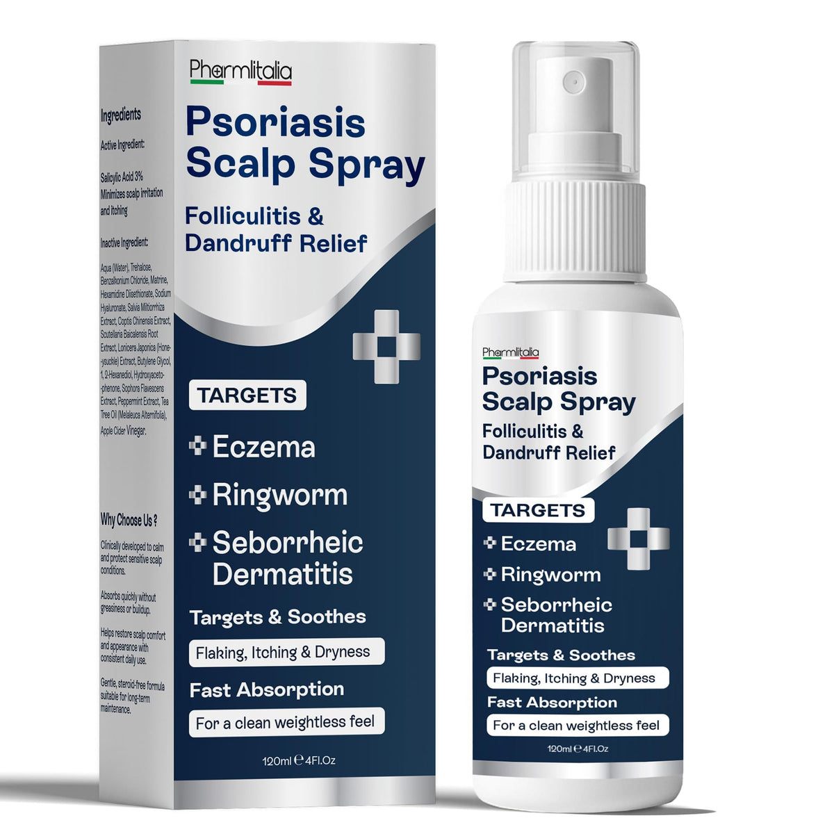 Pharmlitalia front packaging shows bottle and label for clear benefit