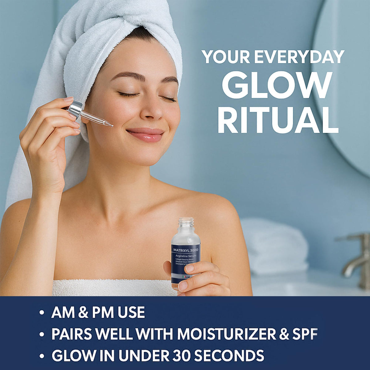 Pharmlitalia 30ml serum in hand showing size and travel-friendly scale