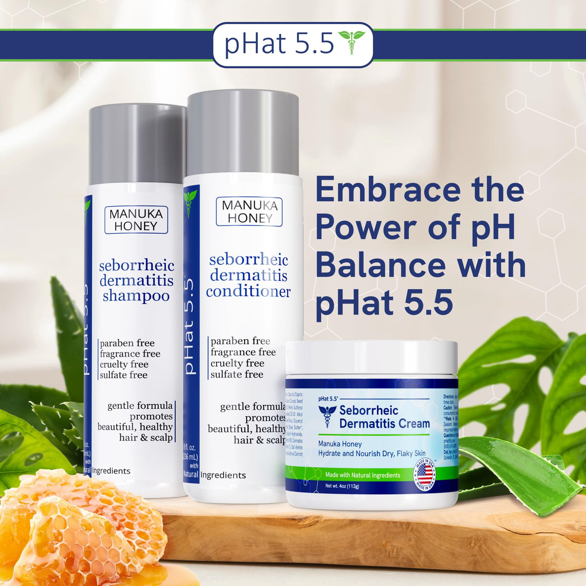 pHat 5.5 on a bathroom shelf in lifestyle scene conveying daily routine compatibility