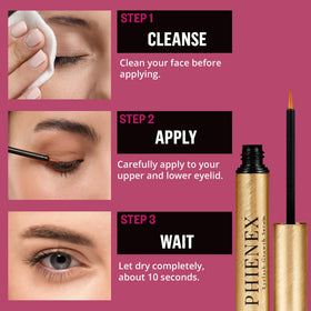 Phienex clear dry finish on eyelid showing no flakes or residue