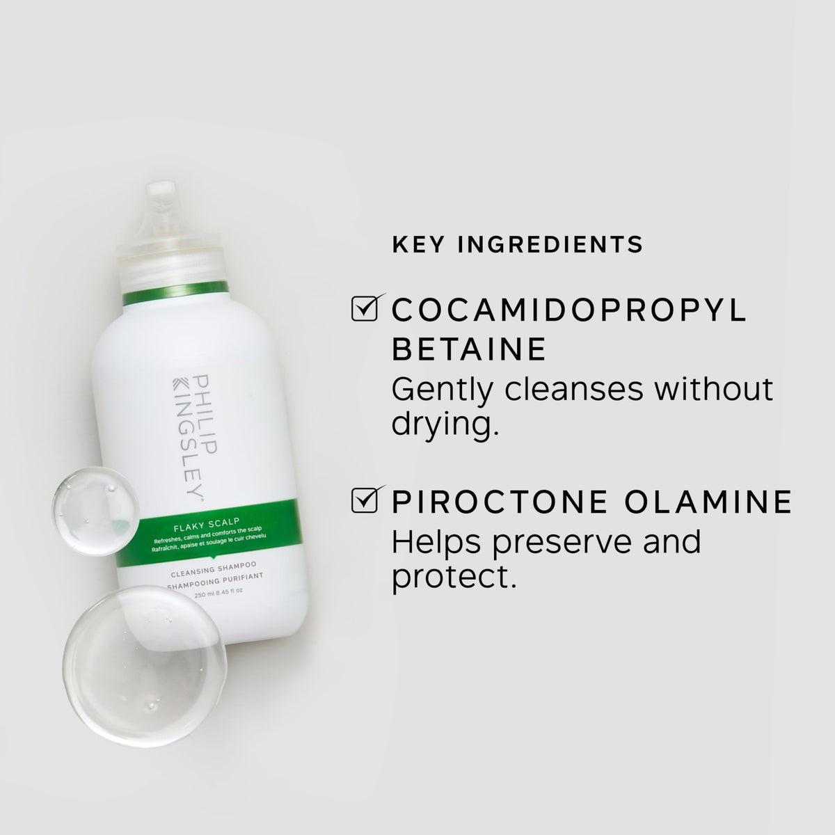 PHILIP KINGSLEY bottle on bathroom shelf lifestyle image suggesting daily scalp care routine