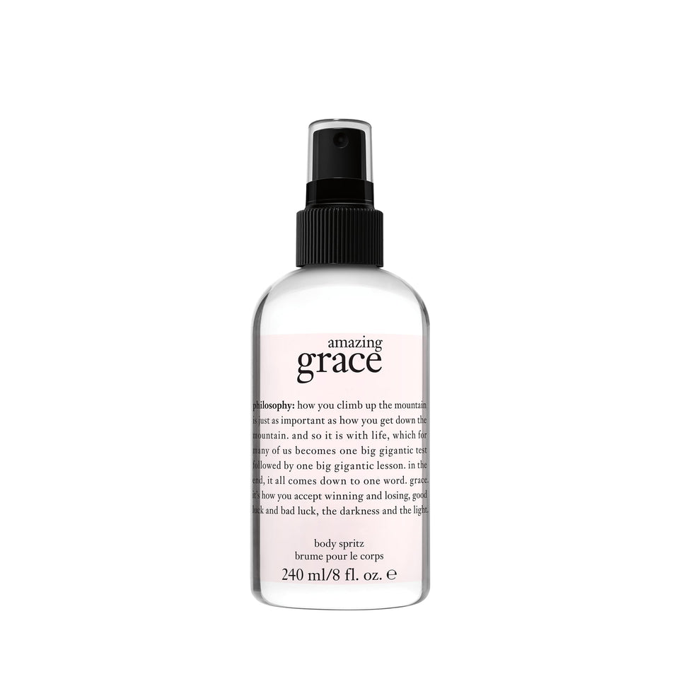 philosophy amazing grace front packaging shows clean bottle and elegant label for gifting