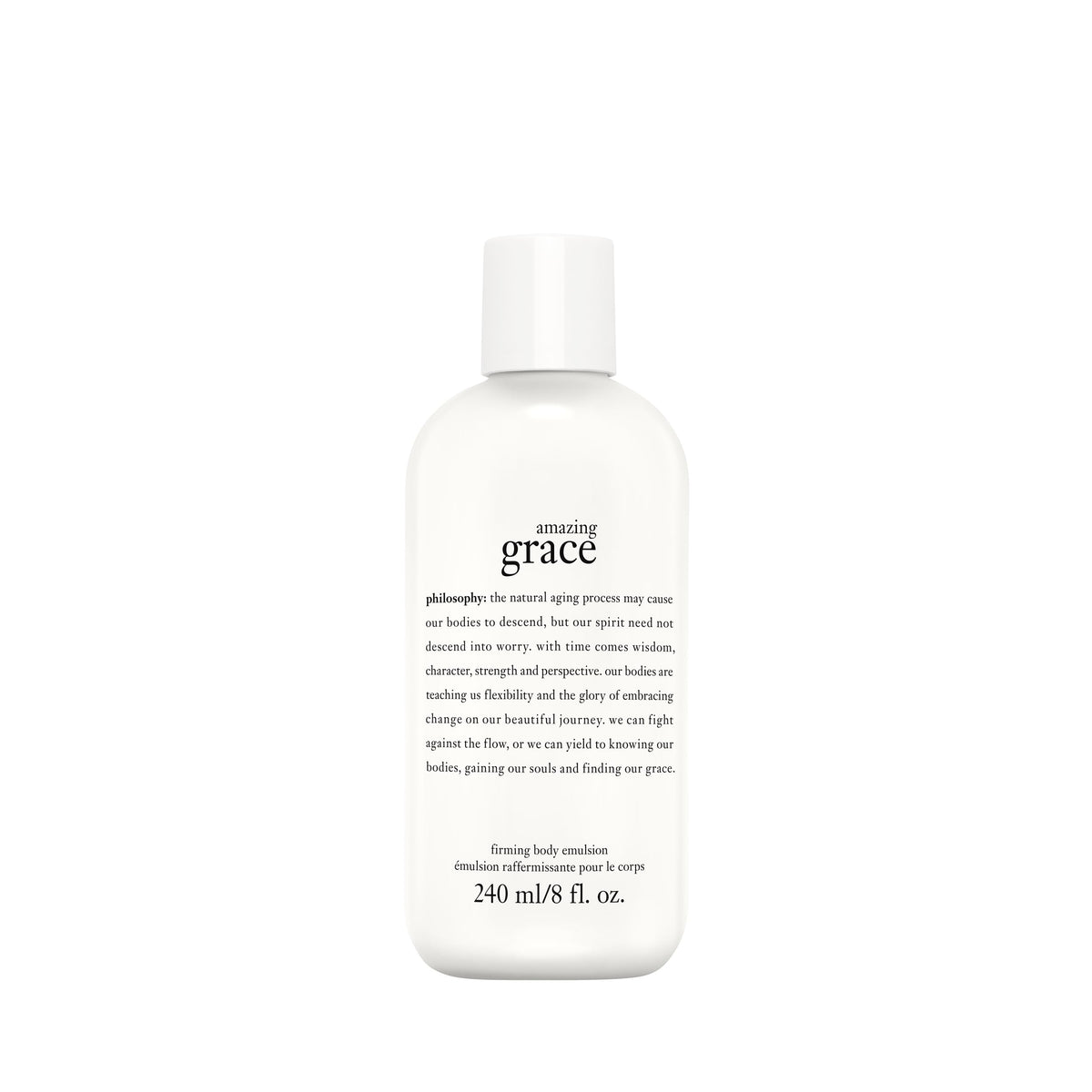 philosophy front packaging showing 8 fl oz emulsion and floral label benefit softens skin