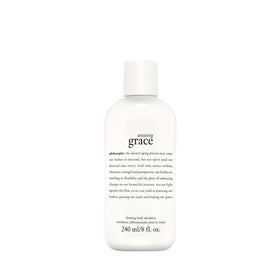 philosophy front packaging showing 8 fl oz emulsion and floral label benefit softens skin