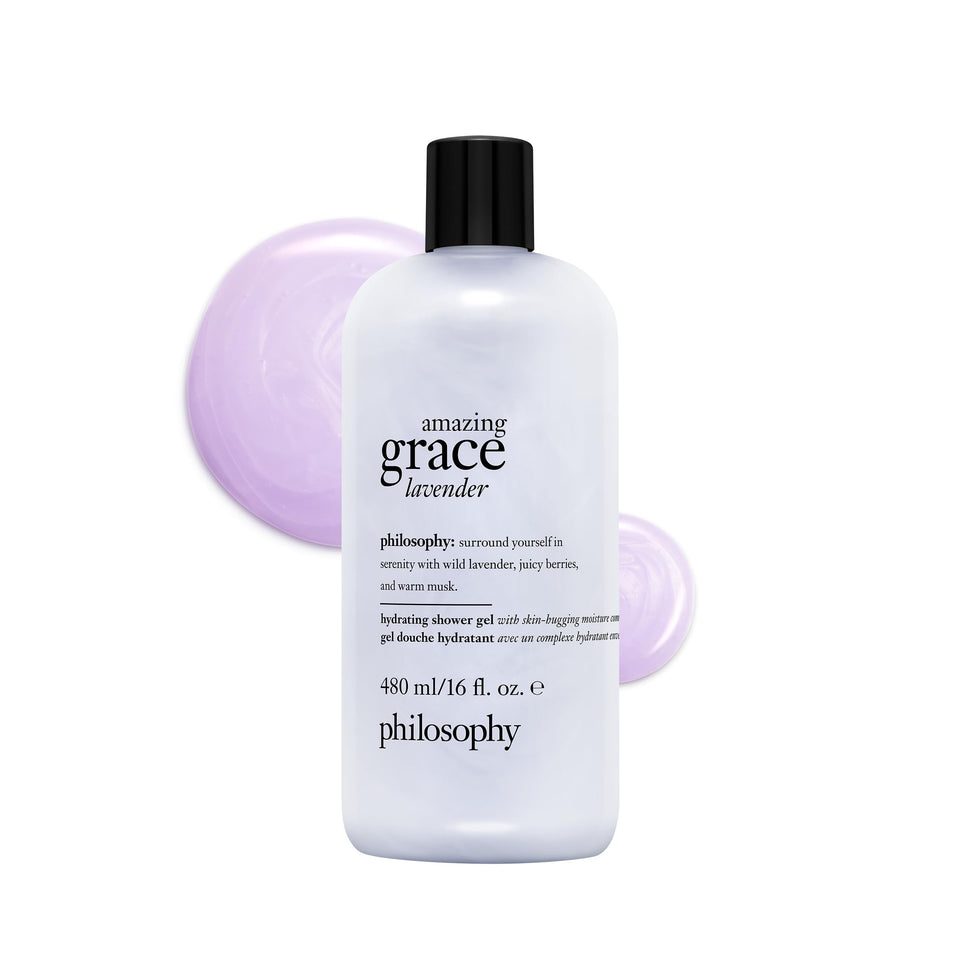 philosophy amazing grace lavender front packaging showing bottle and label for easy identification and gifting