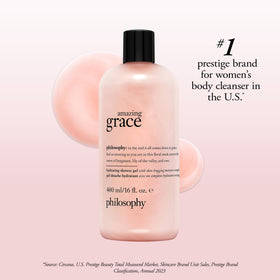 philosophy amazing grace poured lather demonstrating gentle cleansing and foam