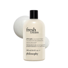 philosophy front bottle view showing label and volume, highlights brand and comforting scent