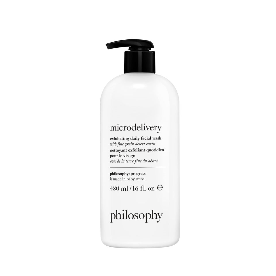 philosophy front bottle showing label and daily exfoliating benefit