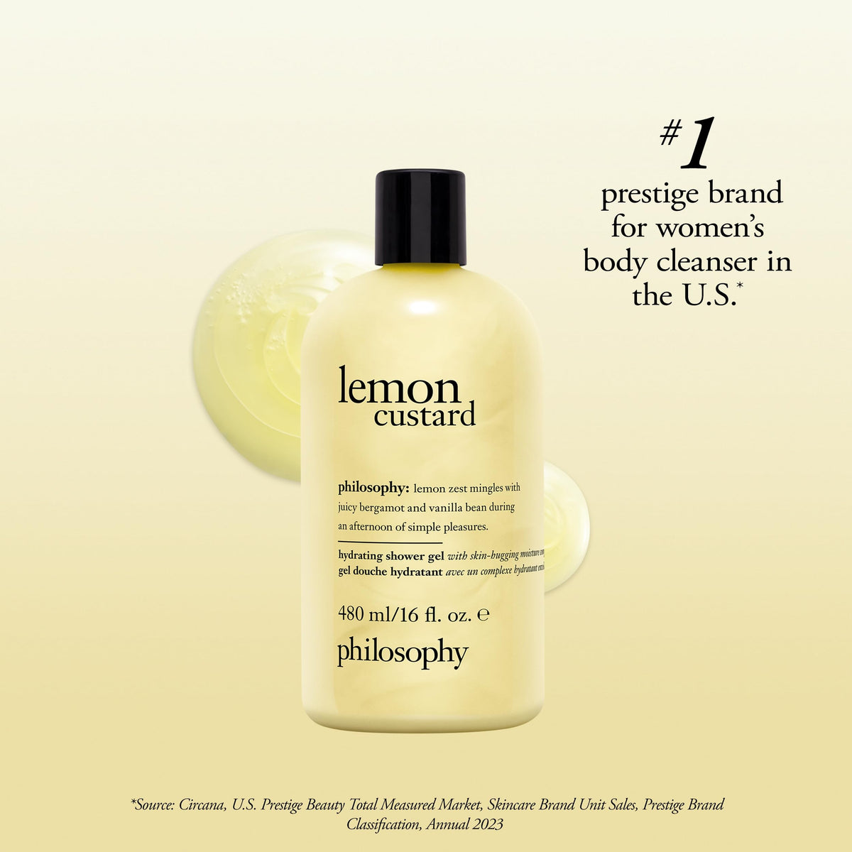 philosophy lemon custard in shower setting conveying soothing scent and daily ritual