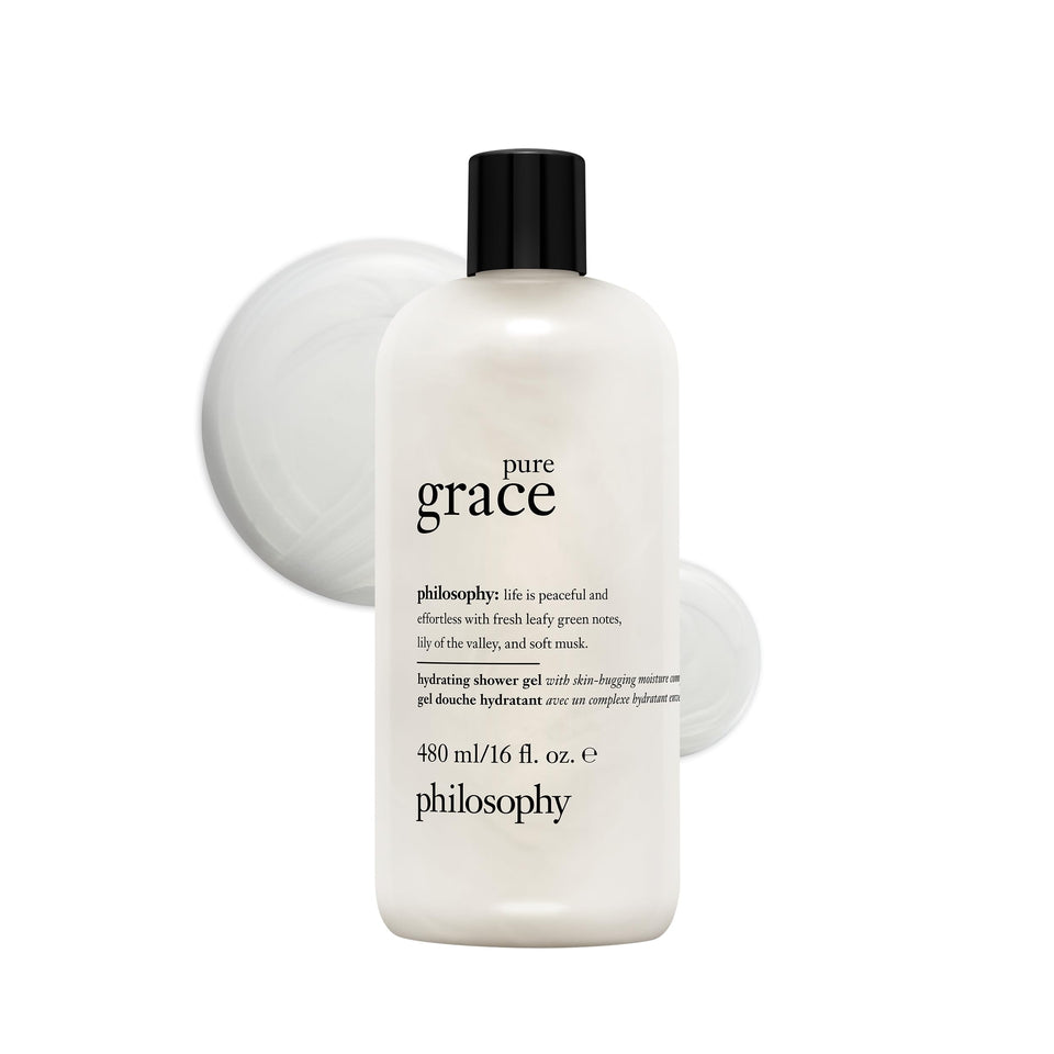 philosophy pure grace front bottle showing label and hydrating benefit