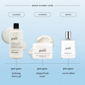 philosophy pure grace whipped body crème staged in bathroom lifestyle conveying everyday luxury