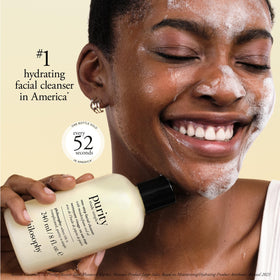 philosophy before and after cleanse comparison showing visible clean skin benefit