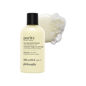 philosophy front packaging showing bottle and brand, highlights gentle cleansing benefit