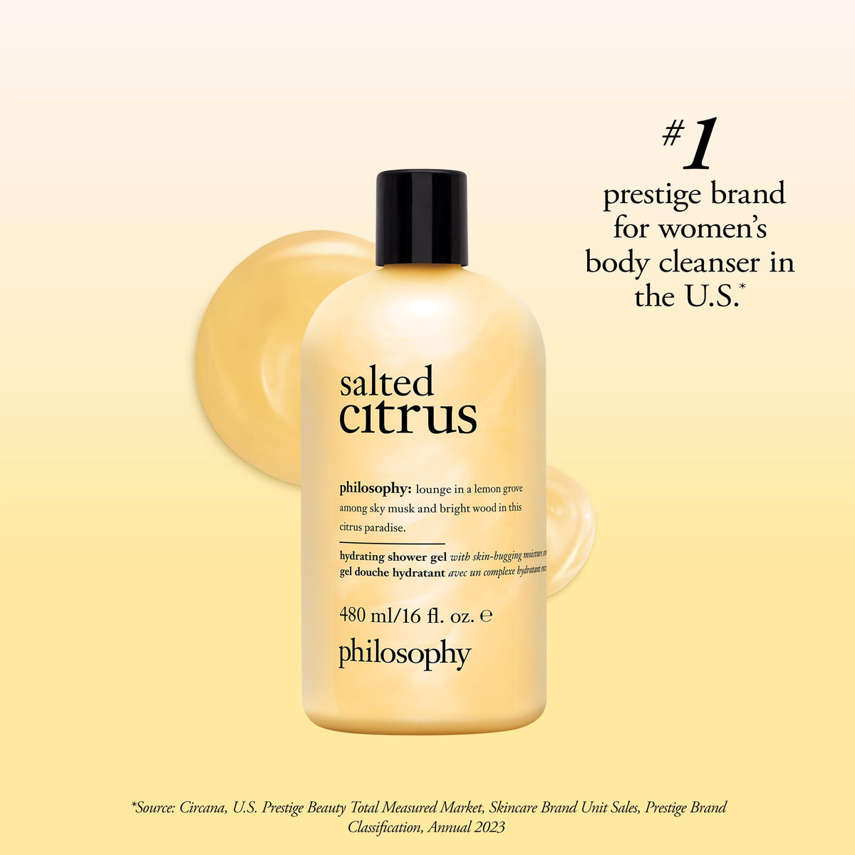 philosophy shower lifestyle scene with bottle by shower for uplifting daily routine benefit