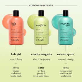 philosophy señorita margarita in shower use with hand applying gel for a refreshing cleanse