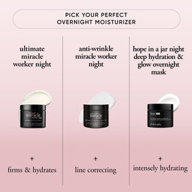 philosophy 2 fl oz jar next to hand showing compact size and travel-friendly benefit