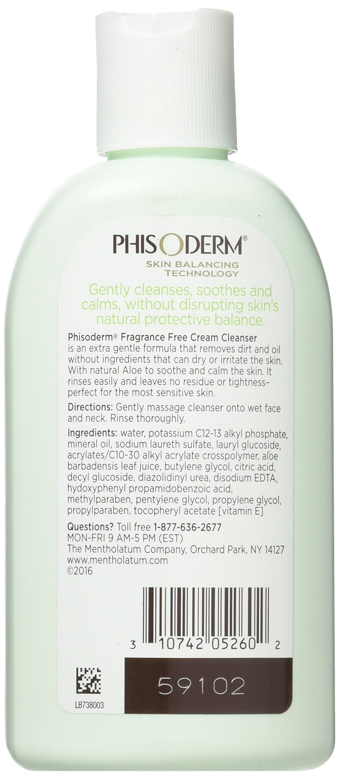 Phisoderm texture closeup displays creamy non-irritating formula that soothes skin