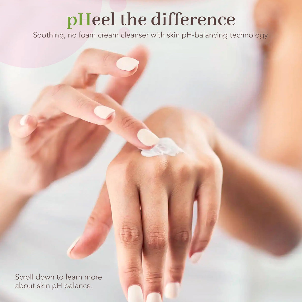 pHisoderm cream texture on hand demonstrating gentle moisturizing feel