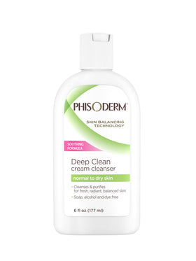 Phisoderm front packaging shows bottle, clear benefits and generous size