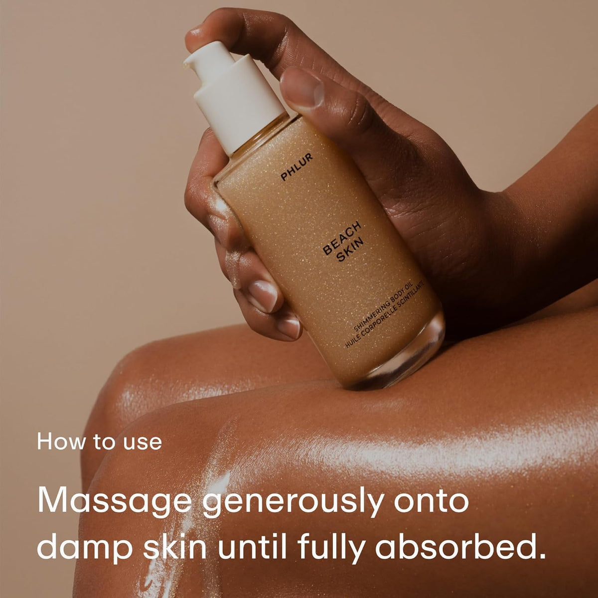 PHLUR applied to damp skin demonstrating hydration and fast soak-in