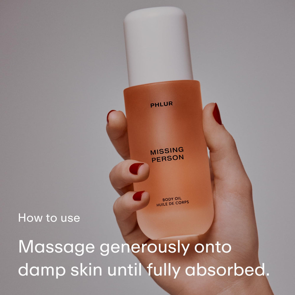 PHLUR oil on towel-damp skin showing dewy glow and non-greasy finish
