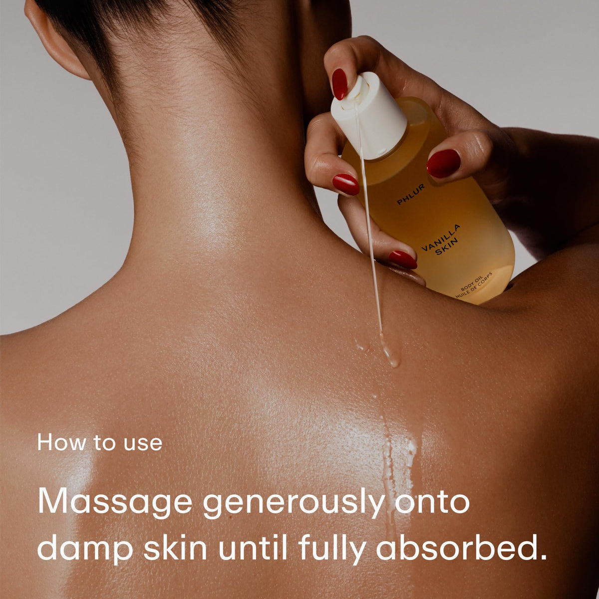 PHLUR oil in hand application demonstrating smooth, non-greasy hydration