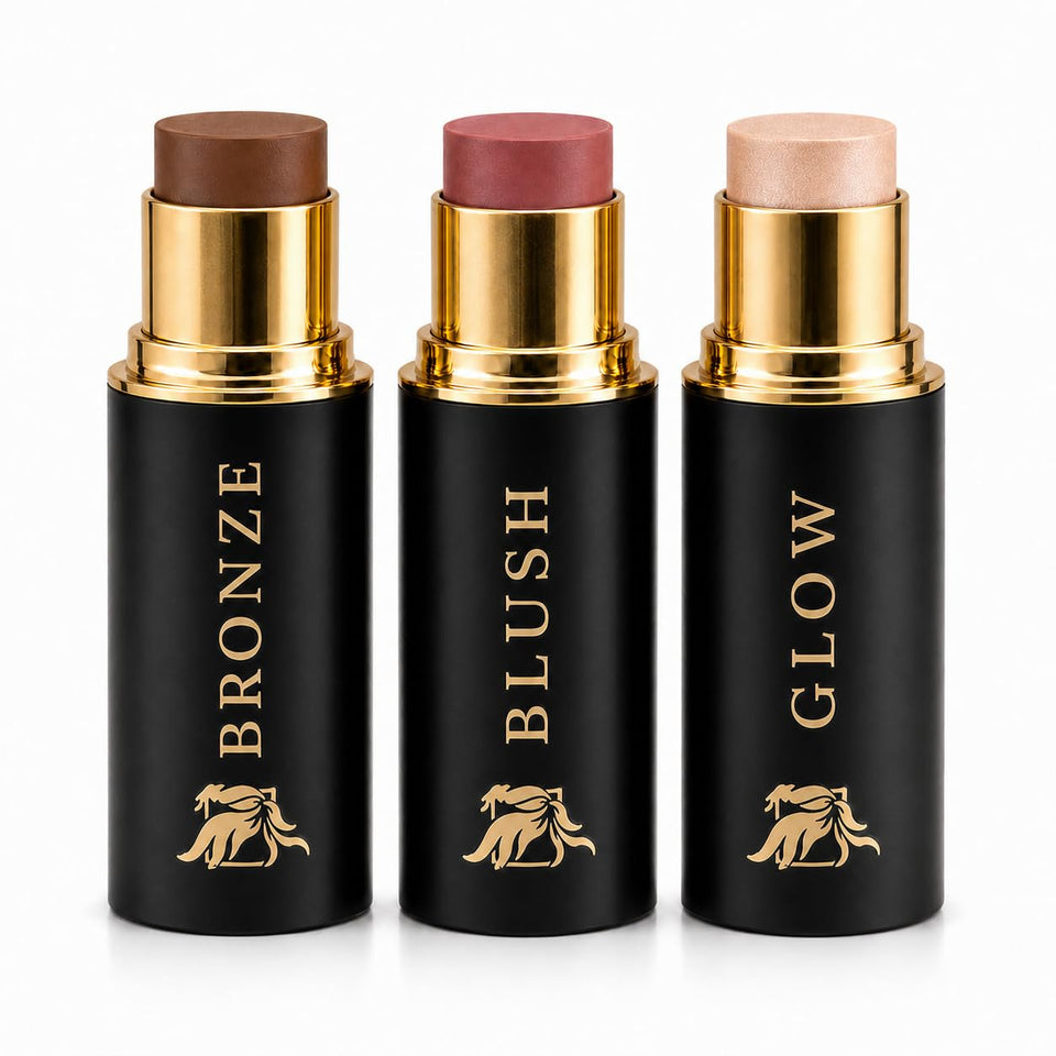 Phoenix Beauty front packaging of contour stick set shows trio and luxury finish