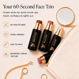 Phoenix Beauty applying blush with finger demonstrates easy on-the-go blending