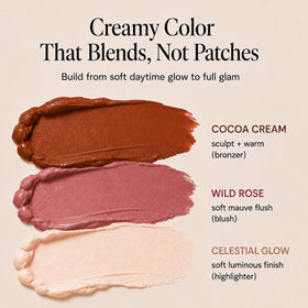 Phoenix Beauty texture swipe on skin close-up shows smooth blend and hydration