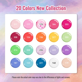 phoenixy color array flatlay displaying 20 shades for styling variety