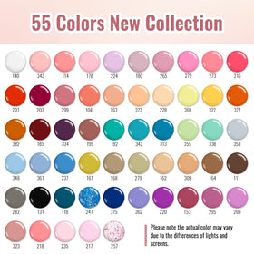 phoenixy color swatch array of 55 nude shades offering easy shade selection