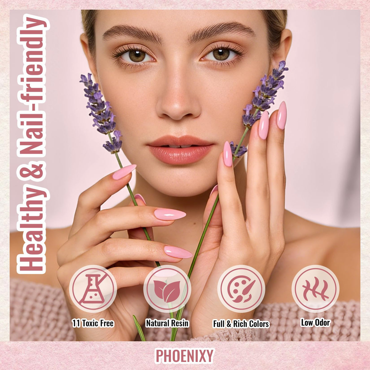 phoenixy lifestyle application woman curing nails at home achieving salon-quality finish