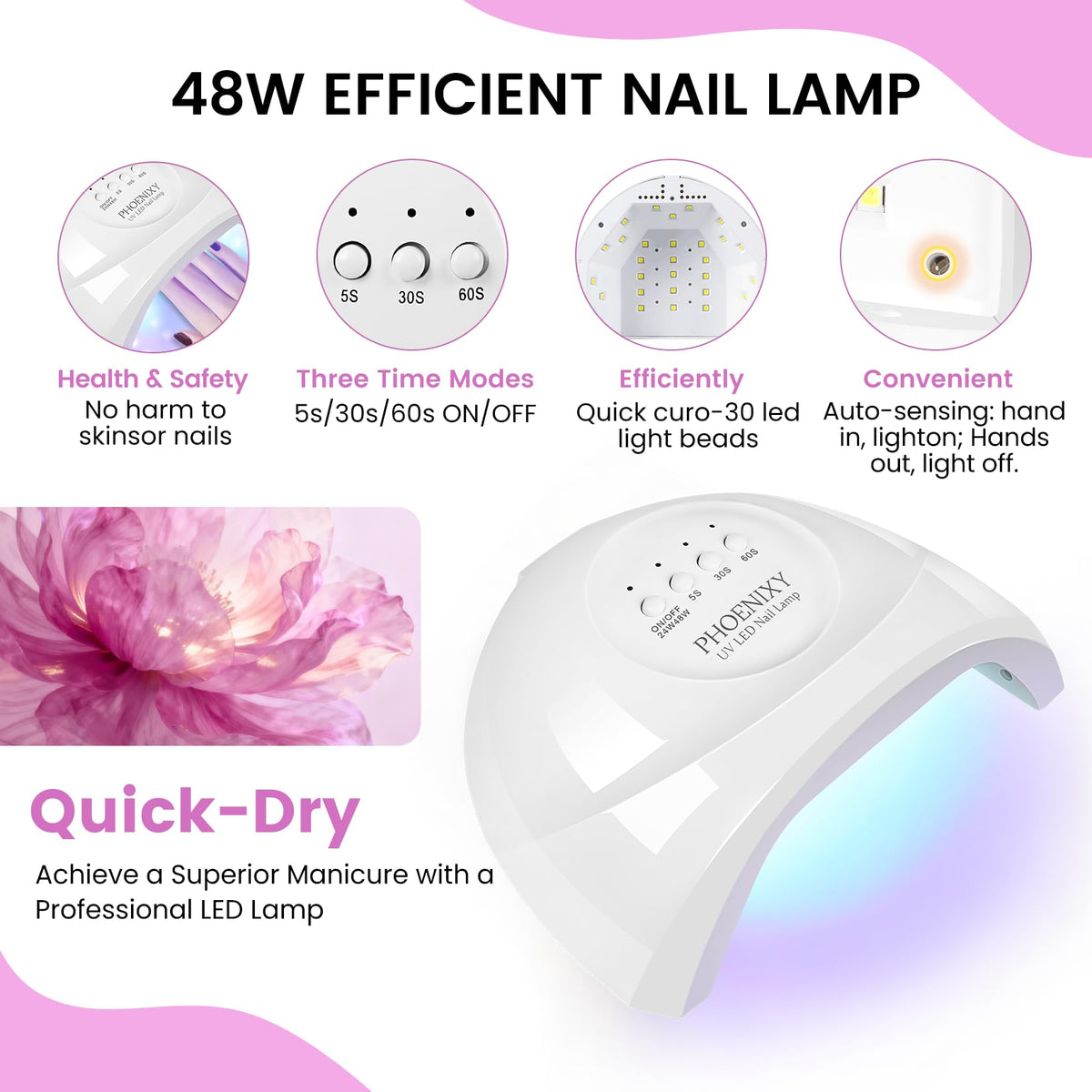 phoenixy nail drill with six bits laid out, precise shaping and cuticle care