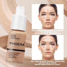 PHOERA before and after face demonstrating concealing and evening effect